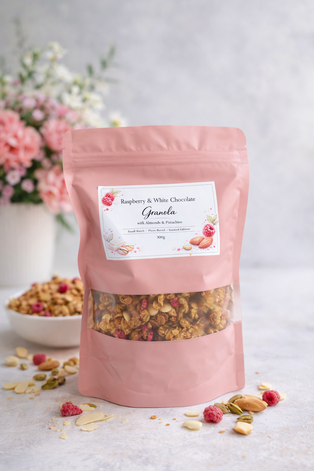 Лимитирана гранола с бадеми, малини и бял шоколад